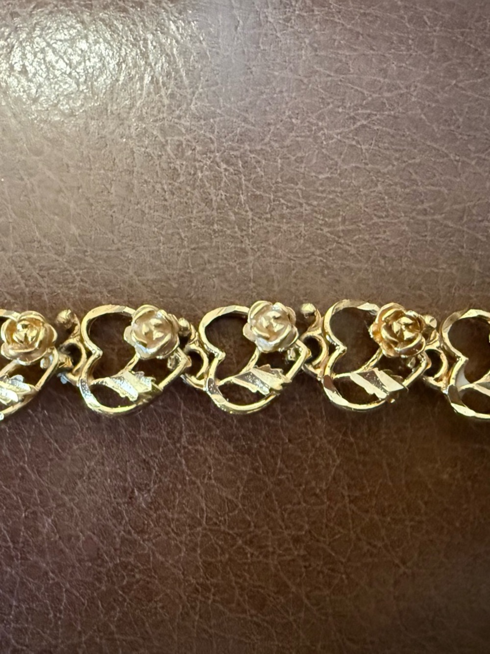 Gold Tone Rose & Heart Link Bracelet - Picture 3 of 5